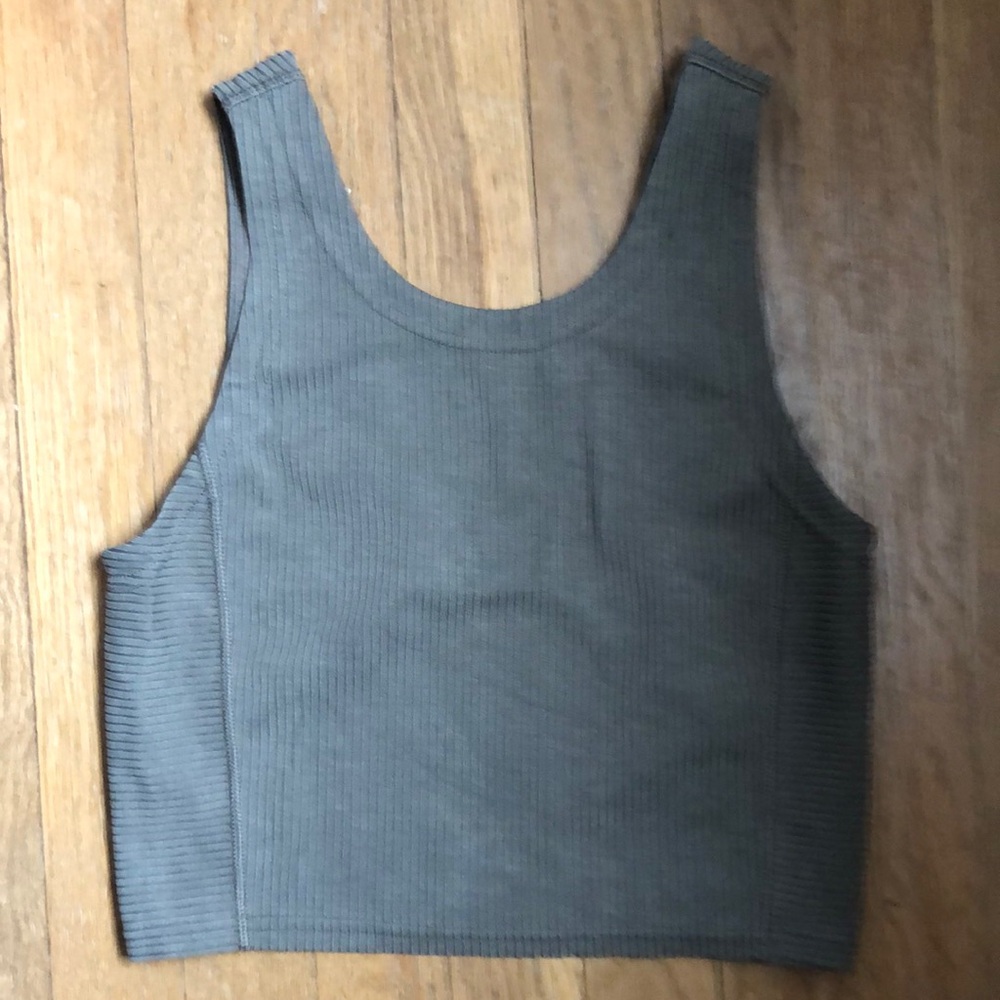 Lululemon Ribbed Softstreme Cropped Tank Top in Olive Green
